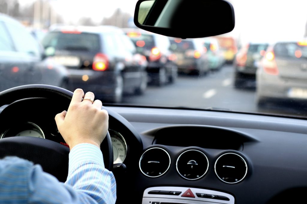 businessman driving car
